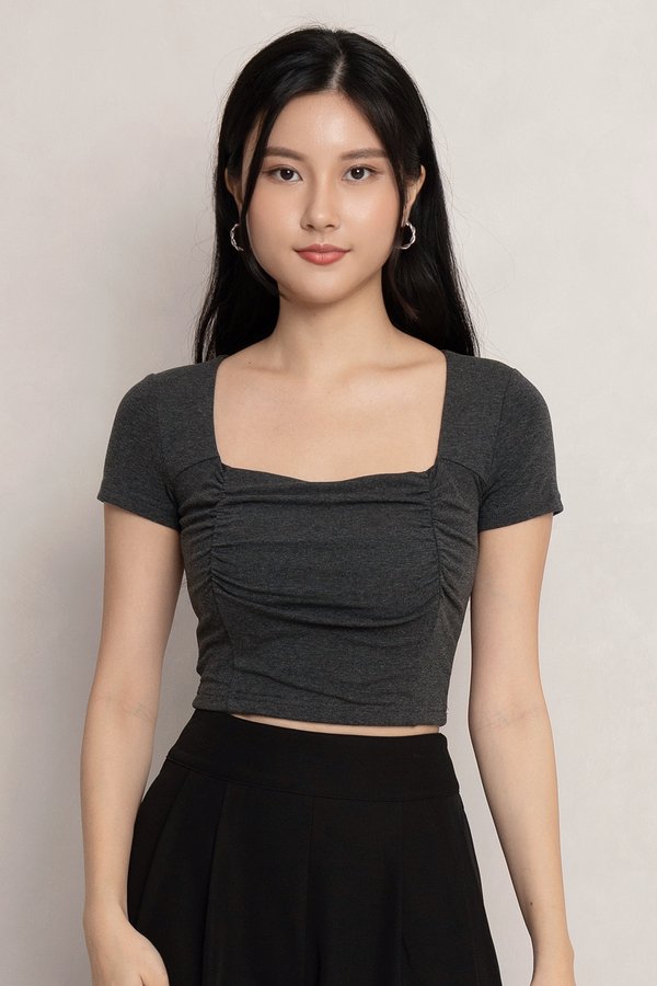Donna Padded Top Dark Textured Grey *PLUSH*