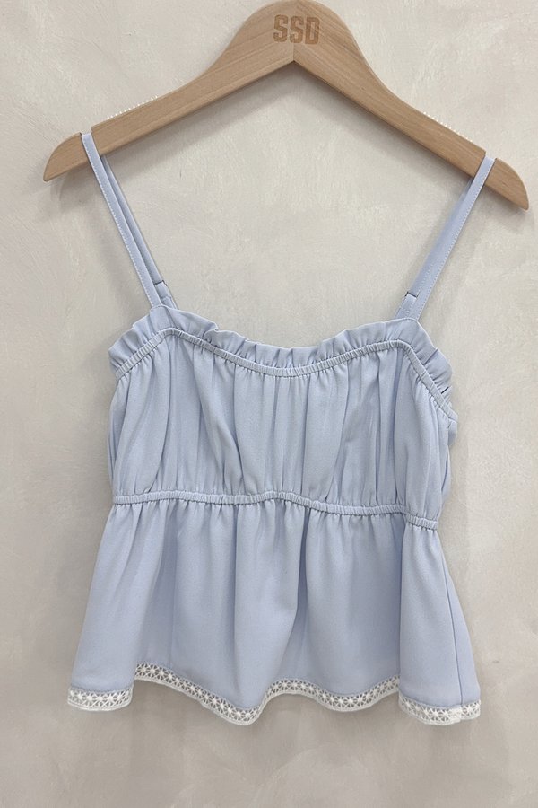 Naya Crochet Trim Top Sky Blue
