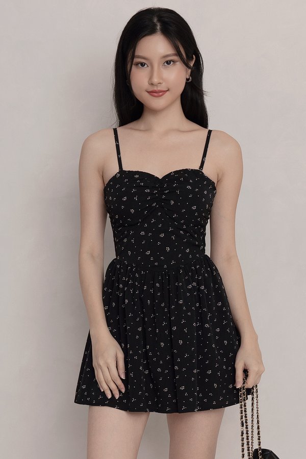 Dahlia Romper Dress Black Floral