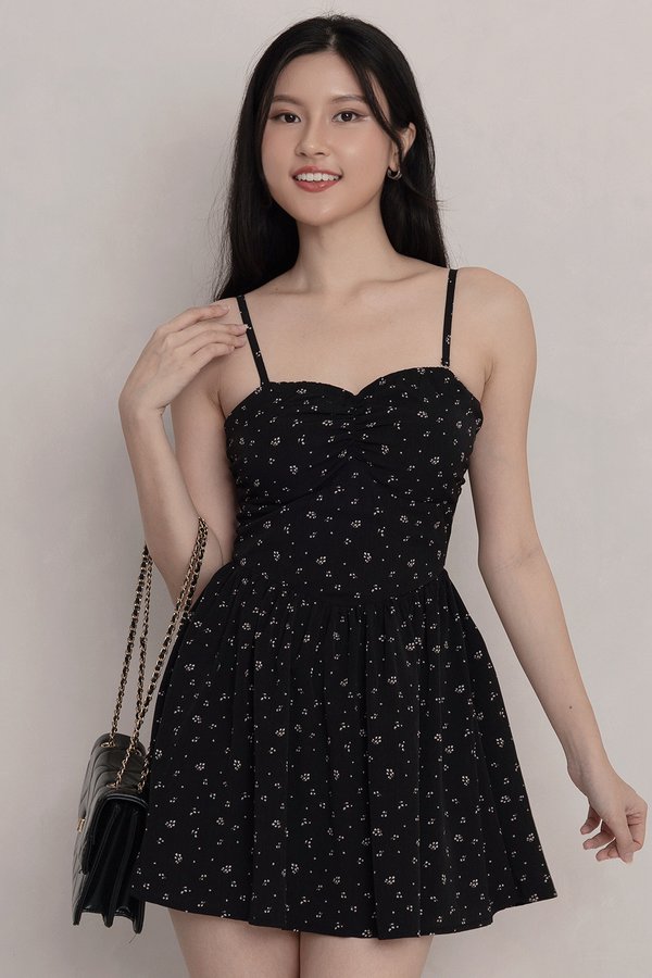 Dahlia Romper Dress Black Floral