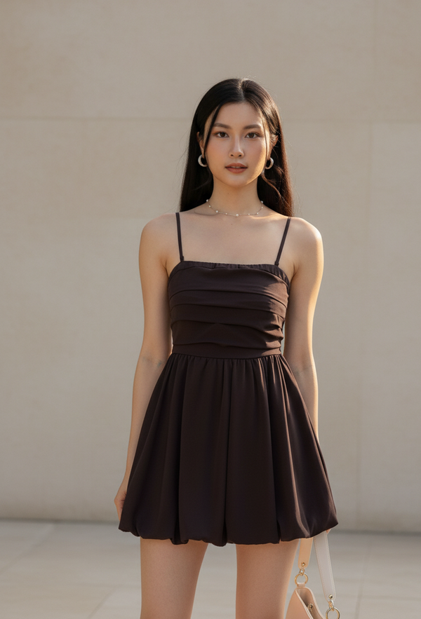 Lyra Romper Dress Dark Chocolate