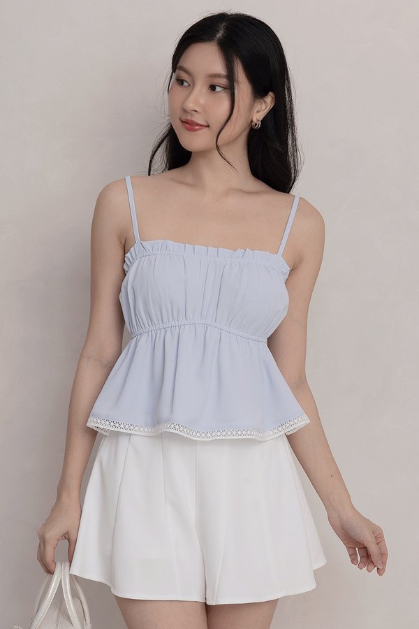 Naya Crochet Trim Top Sky Blue