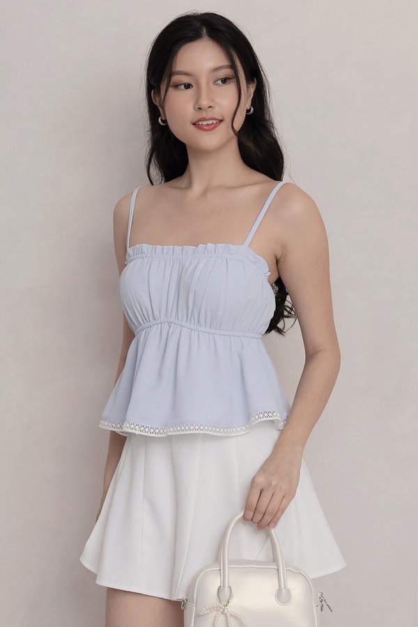 Naya Crochet Trim Top Sky Blue