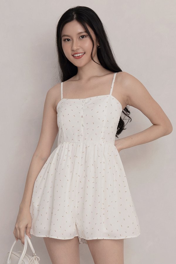 Stella Padded Romper White Floral