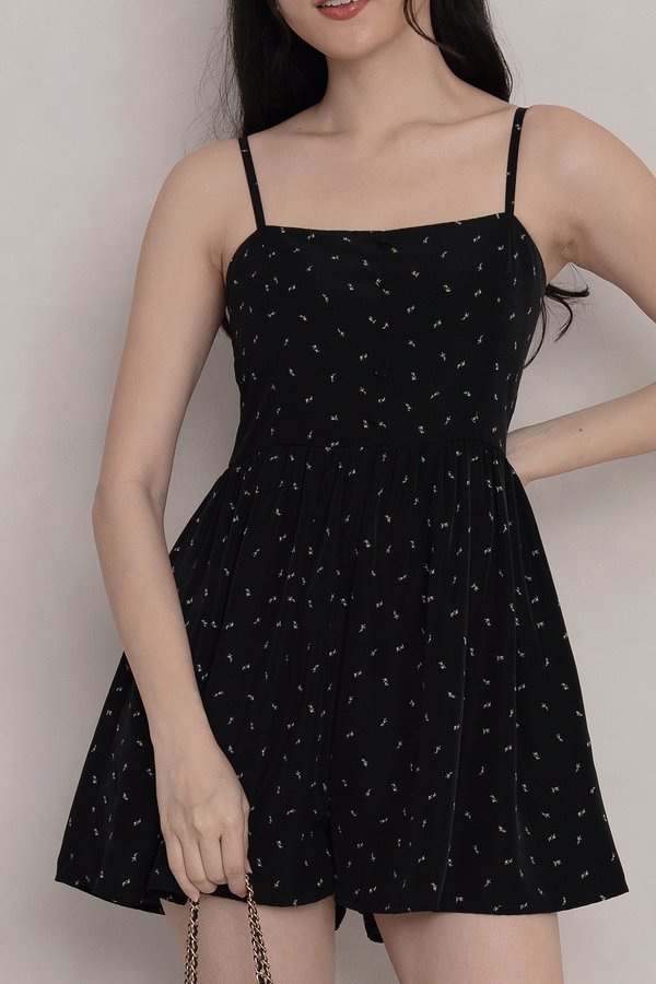 Stella Padded Romper Black Floral