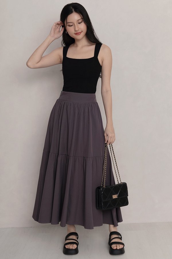 Brie Tier Skirt Slate Grey