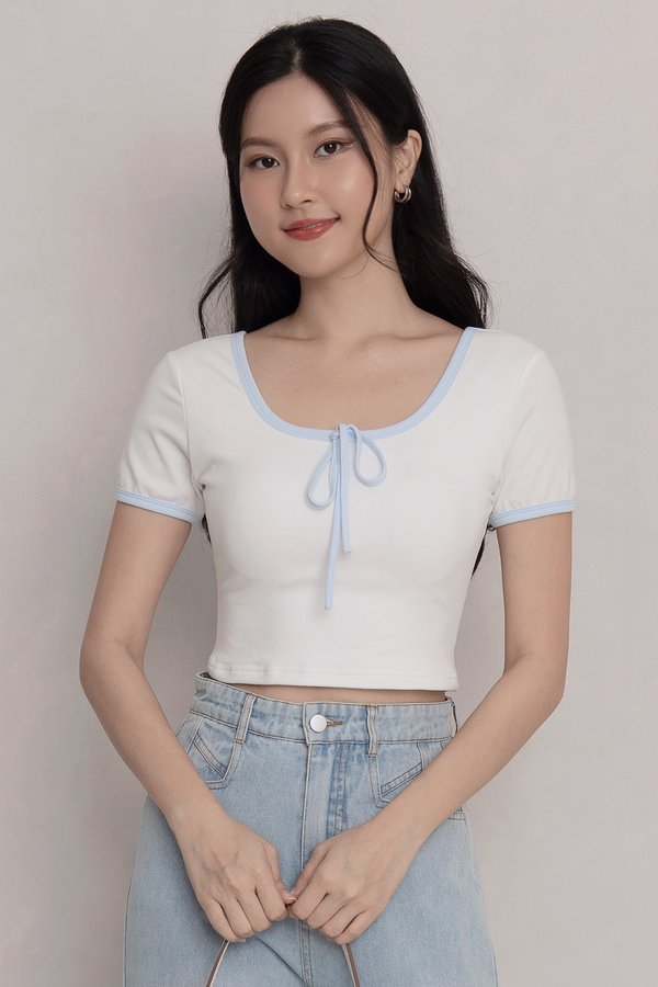 Maelynn Padded Top White/Baby Blue *PLUSH