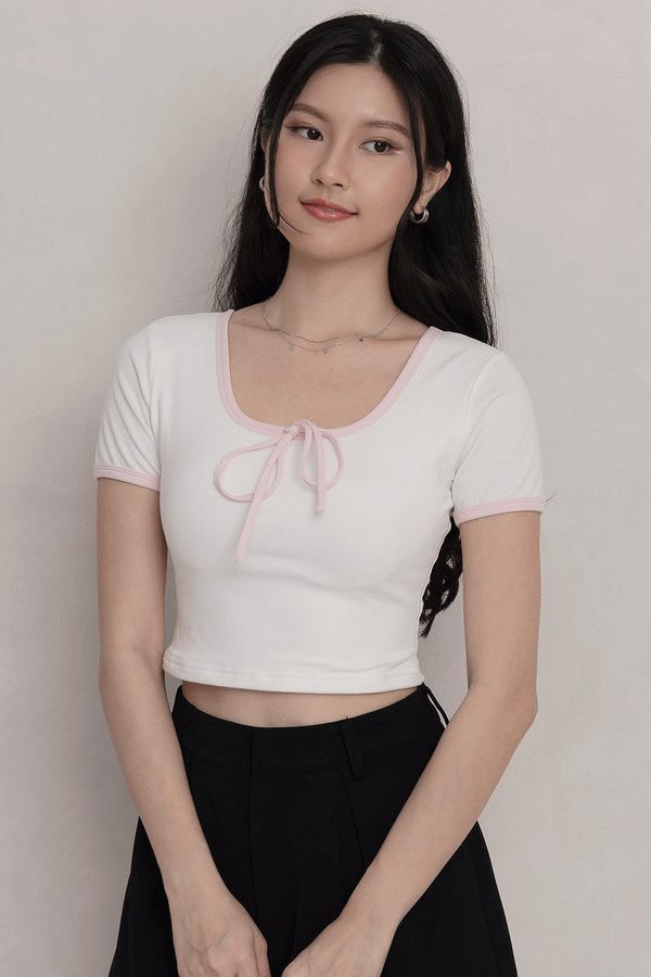 Maelynn Padded Top White/Baby Pink *PLUSH