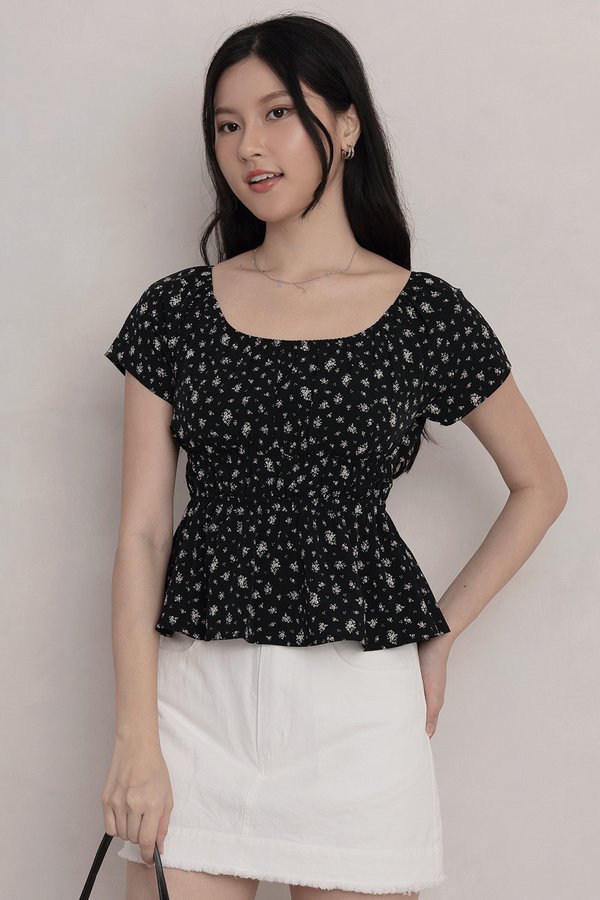 Aurora Top Black Floral