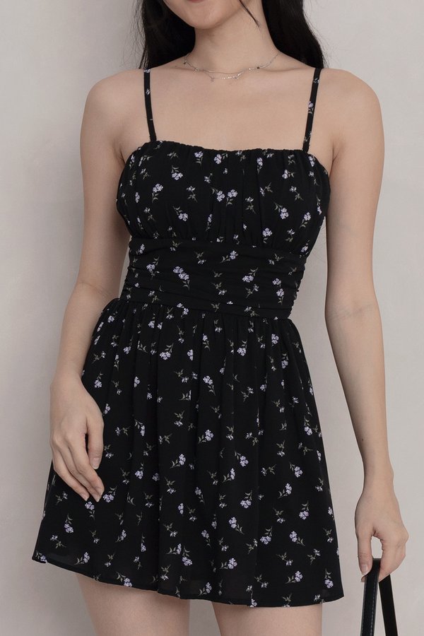 Jeanette Dress Romper Black Floral