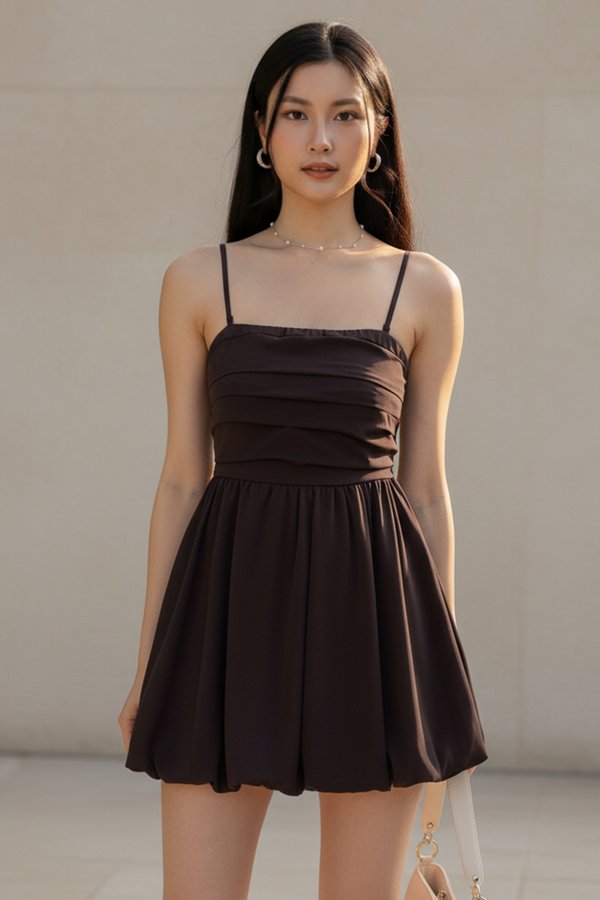 Lyra Romper Dress Dark Chocolate