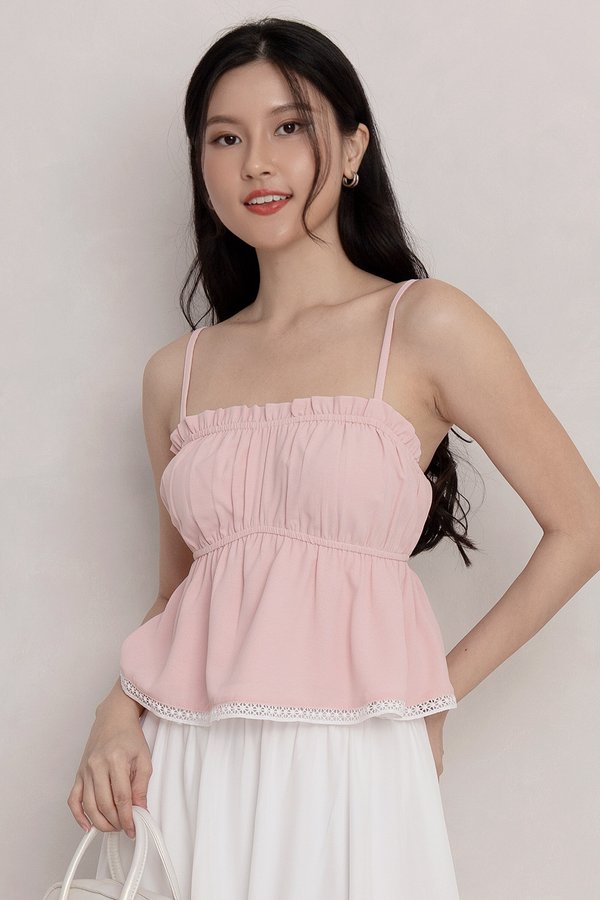 Naya Crochet Trim Top Pink