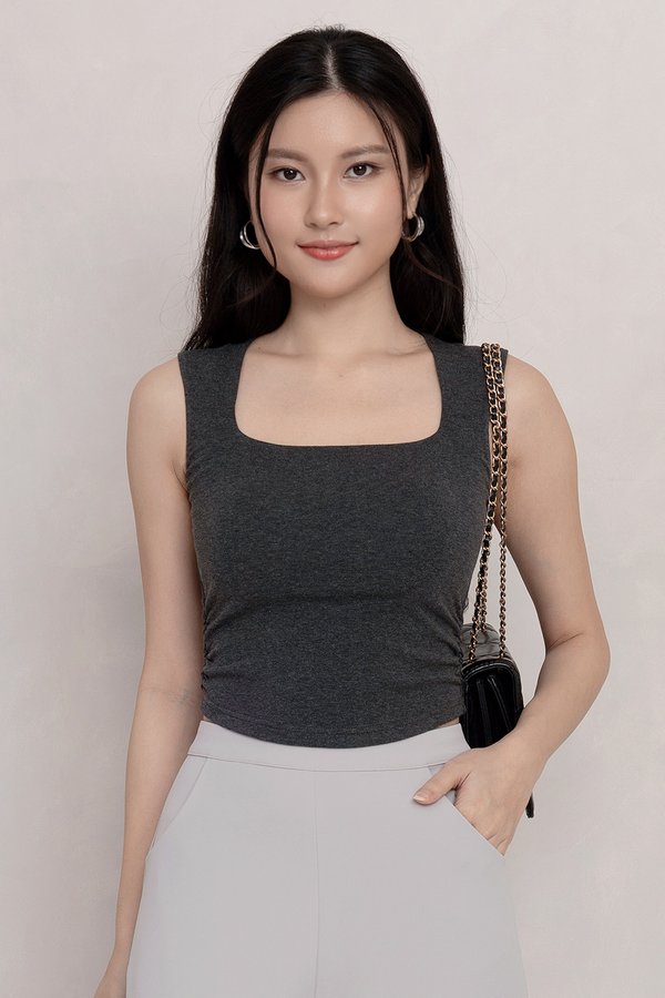 Tasha Padded Top Dark Textured Grey *PLUSH*