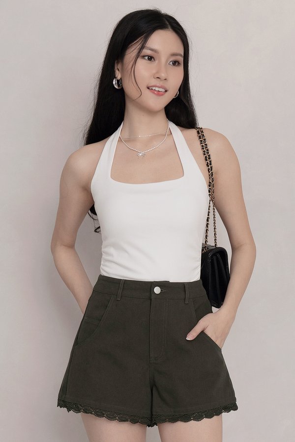 Noemi Denim Shorts Dark Olive