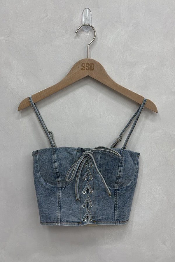 Avis Denim Padded Top Stone Wash