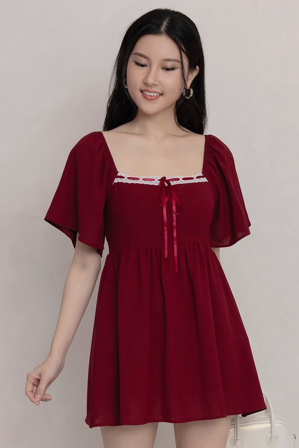 Valora Romper Dress Maroon