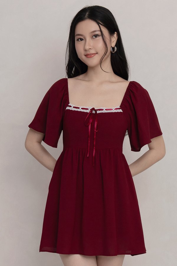 Valora Romper Dress Maroon