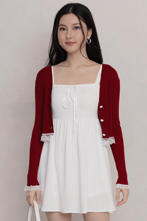 Kennedy Lace Cardi Cherry Red