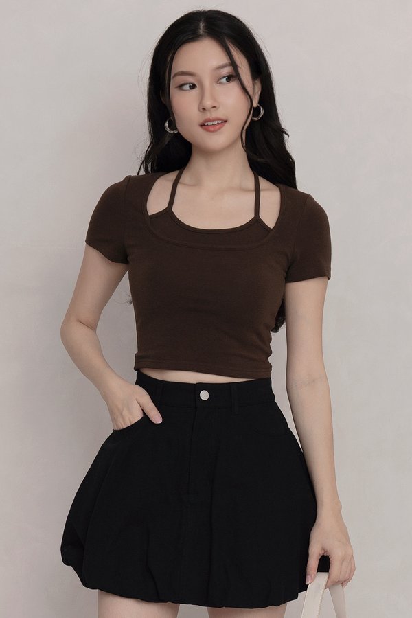 Terra Bubble Denim Skorts Black