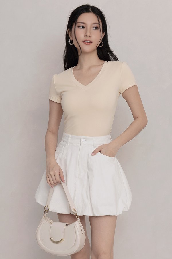 Terra Bubble Denim Skorts White