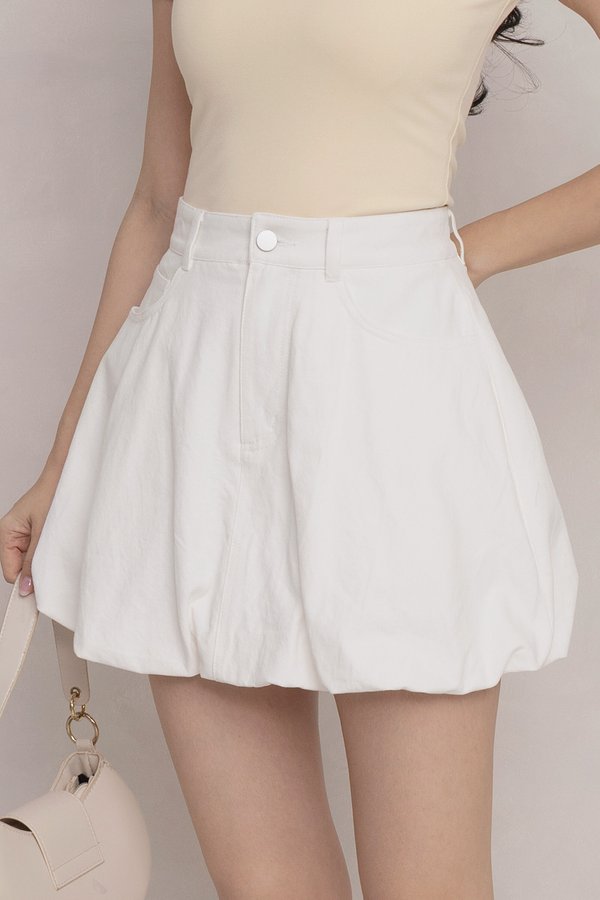 Terra Bubble Denim Skorts White