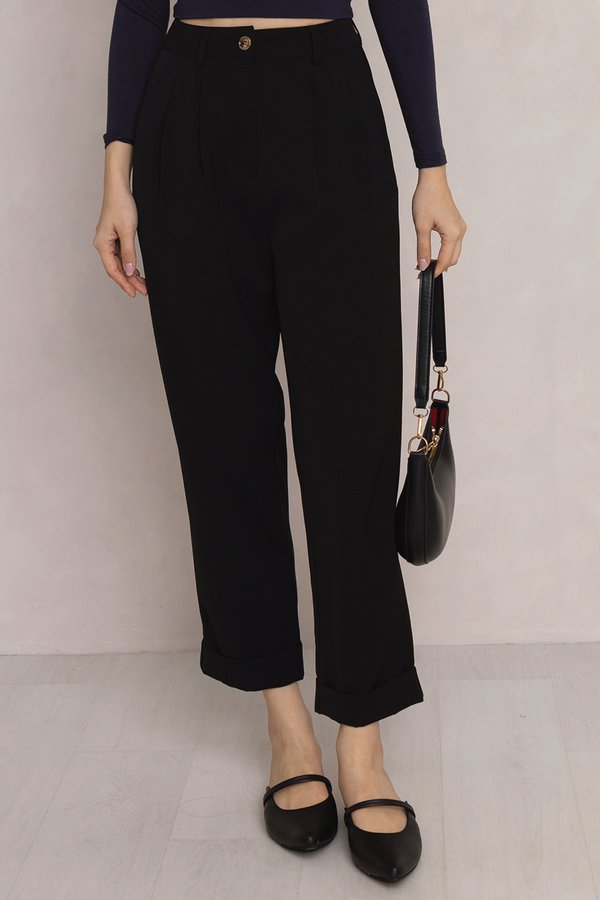 Amelia Cuffed Culottes Black