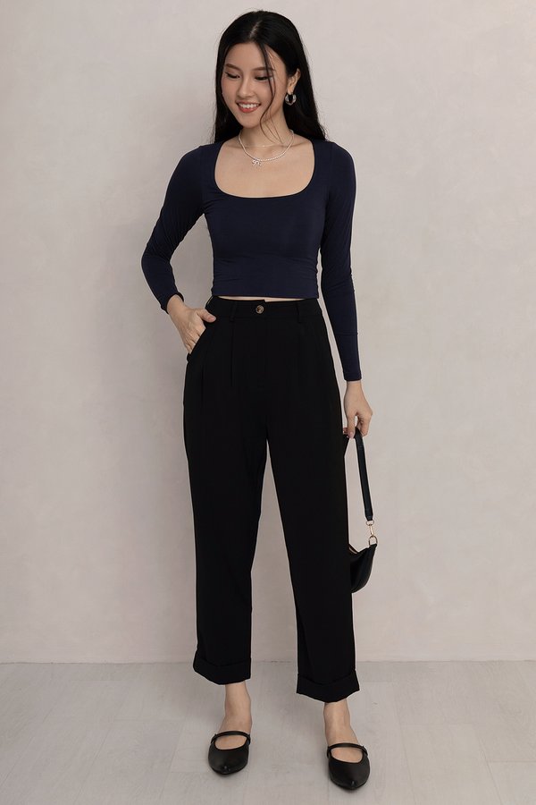 Amelia Cuffed Culottes Black