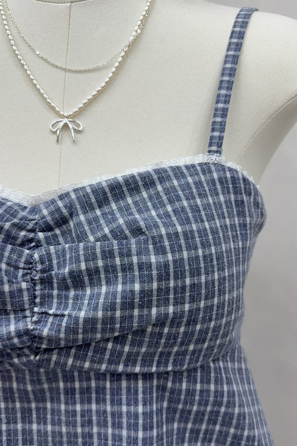 Lumi Padded Top Blue Gingham
