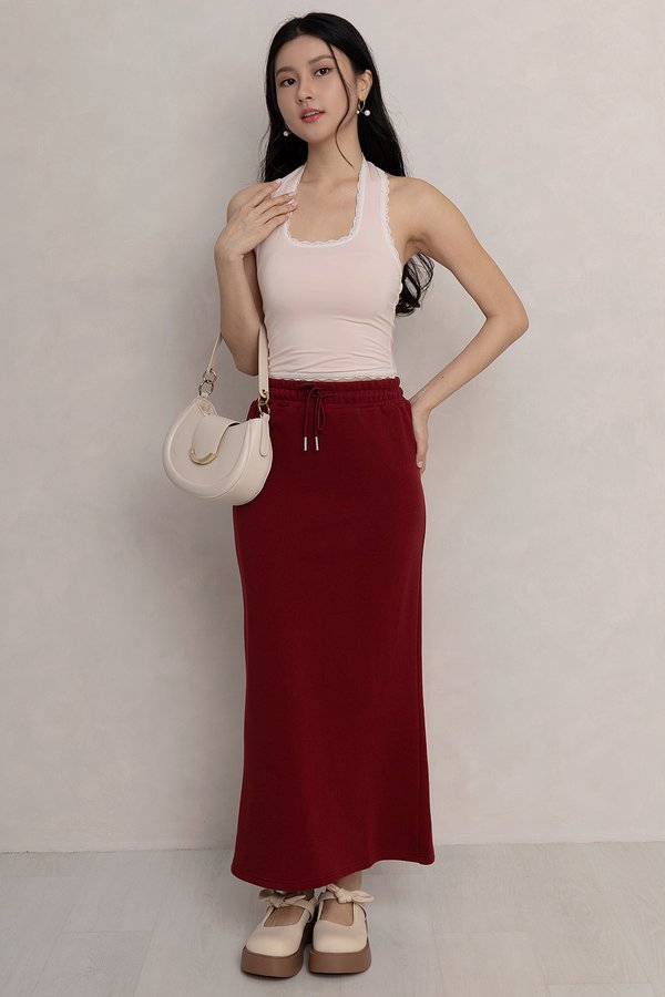 Jovie Jogger Midaxi Skirt Maroon