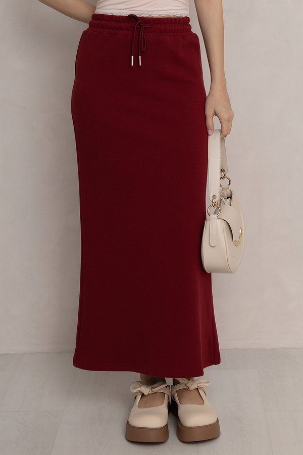 Jovie Jogger Midaxi Skirt Maroon