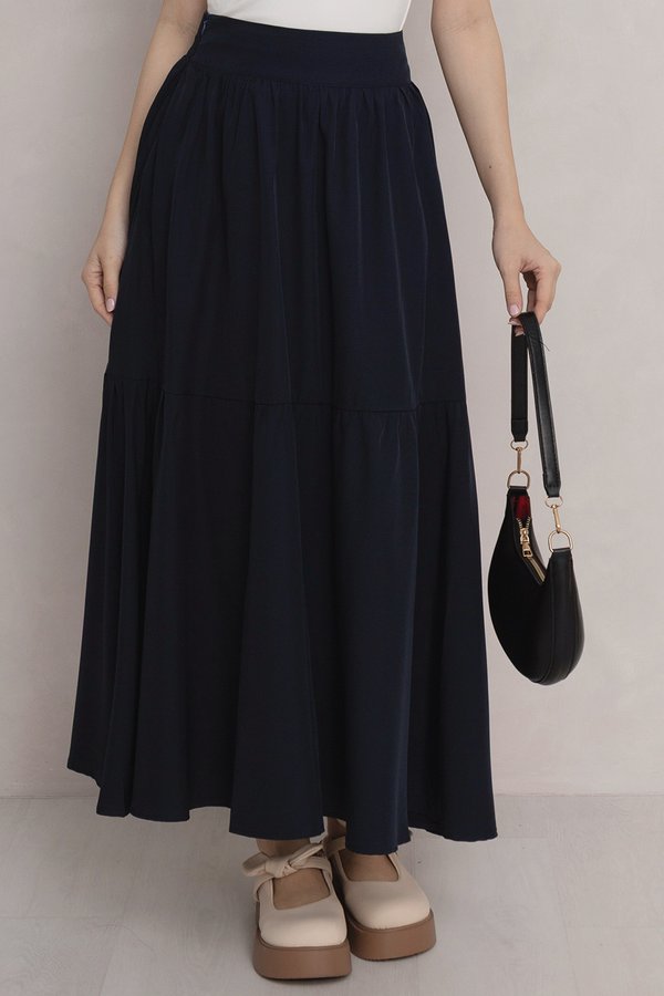 Brie Tier Skirt Midnight Navy