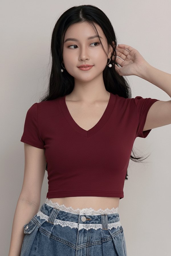 Caprice Padded Top Maroon *PLUSH*