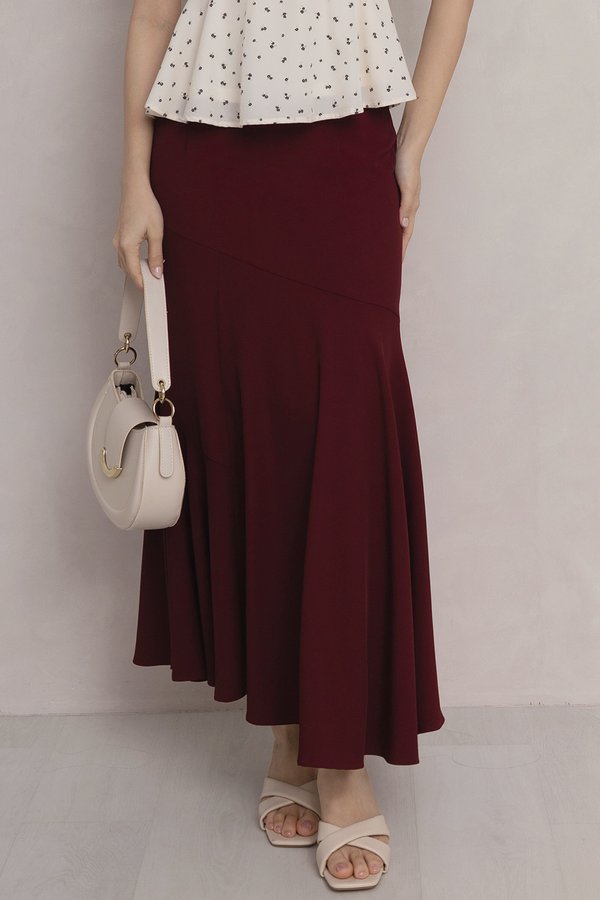 Enid Flowy Maxi Skirt Maroon