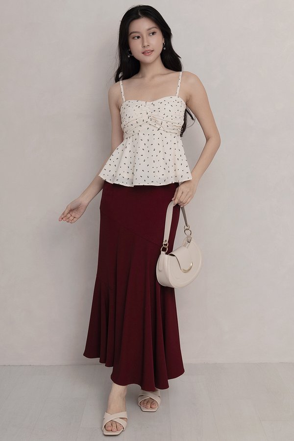 Enid Flowy Maxi Skirt Maroon