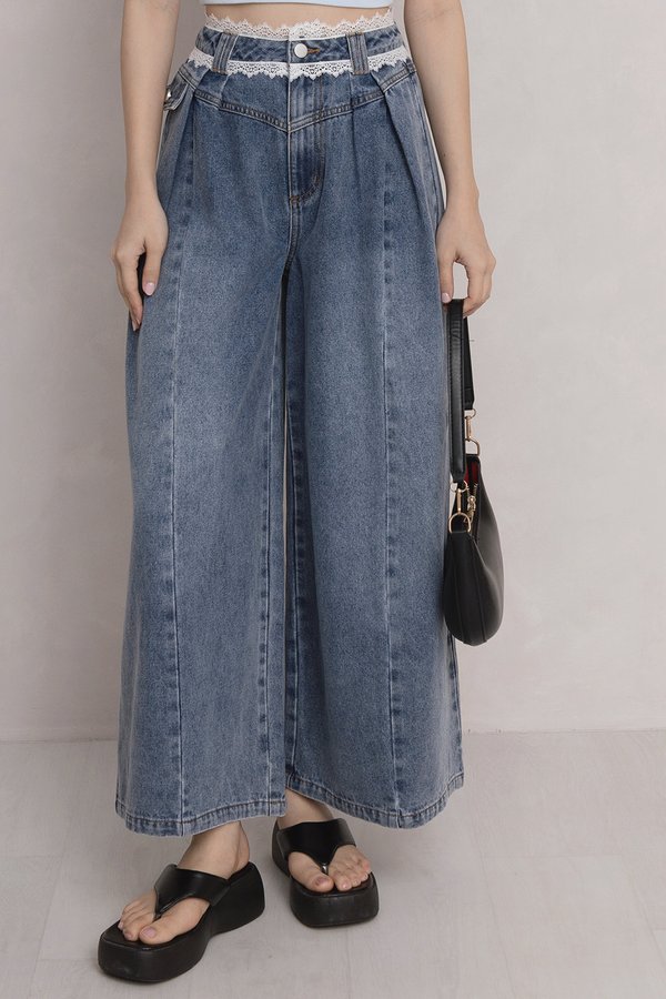 Reagan Lace Trim Denim Jeans