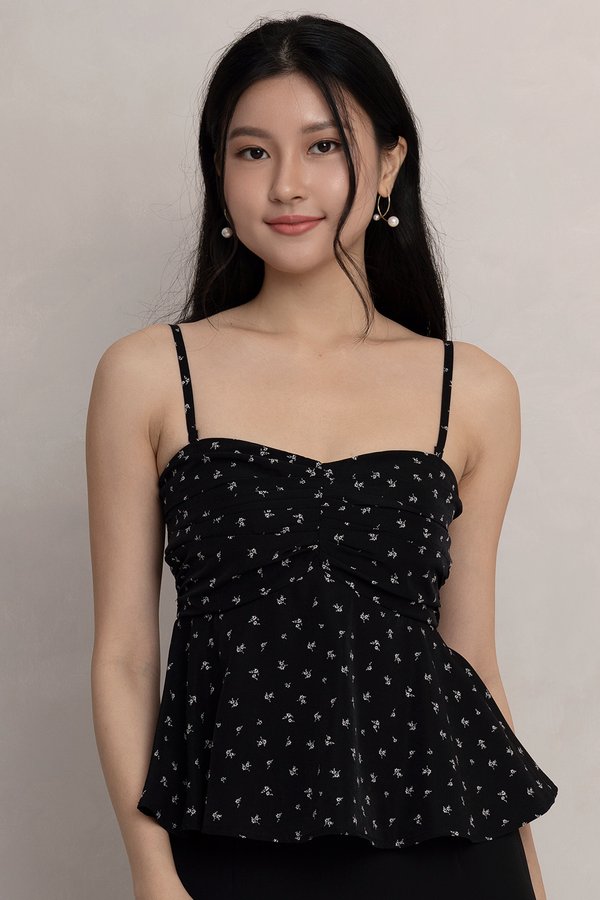Lavina Padded Top Black Floral