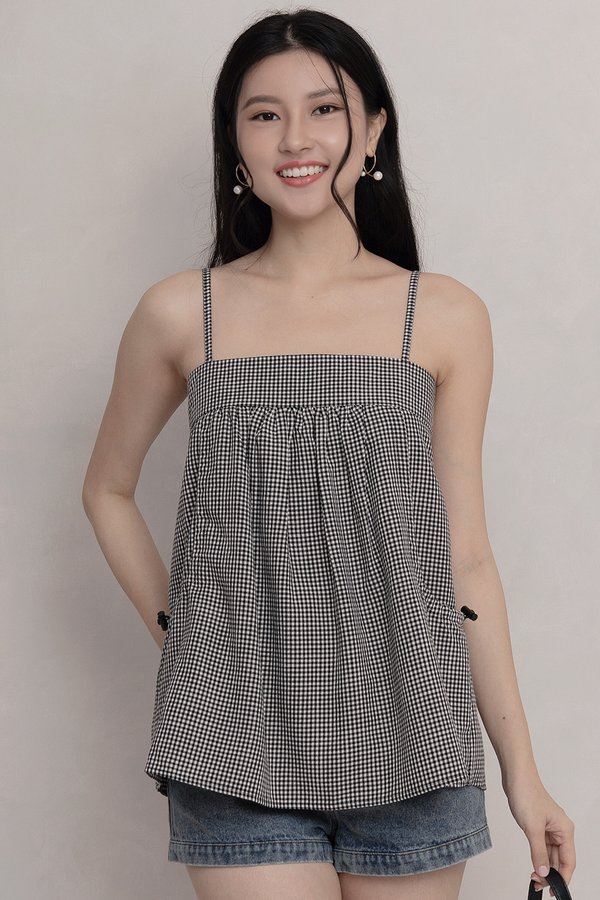 Zinnia Parachute Top Black Gingham