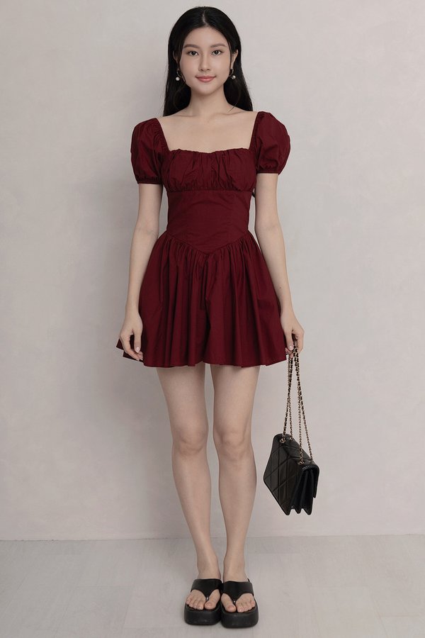 Mia Dress Romper Maroon
