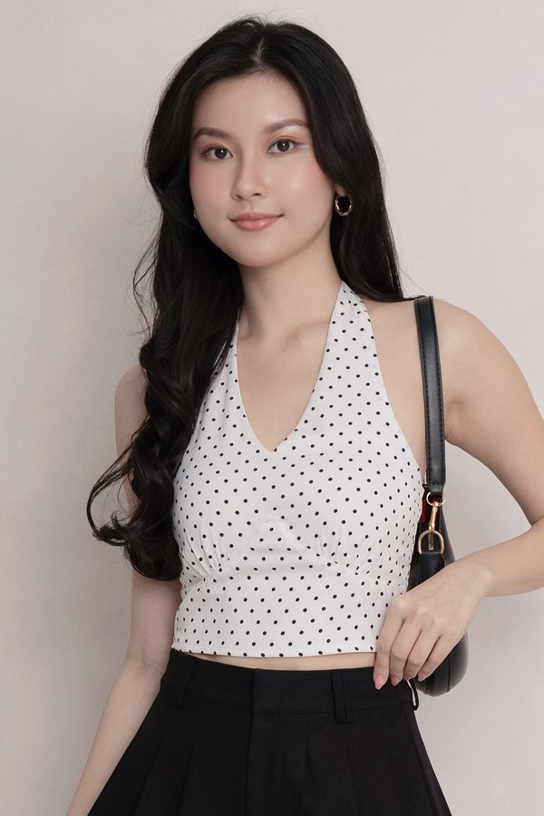 Layla Padded Top White Polka