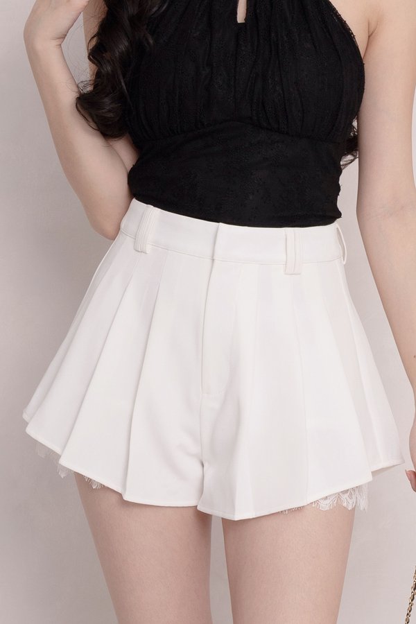 OMG Lace Trim Shorts White