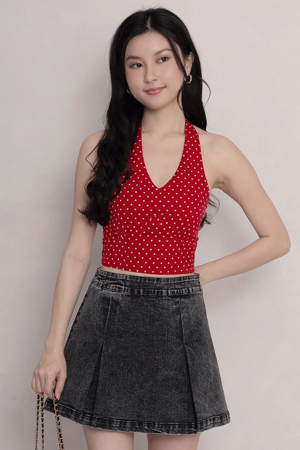 Layla Padded Top Red Polka