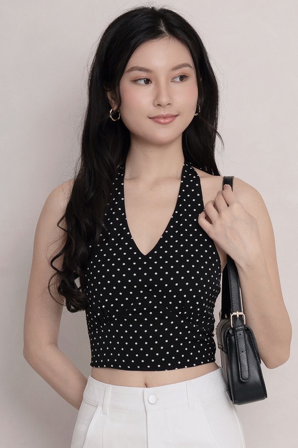 Layla Padded Top Black Polka