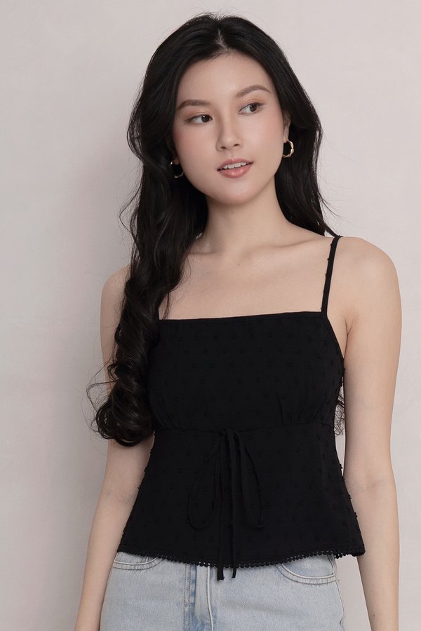 Celestine Swiss Dots Top Black