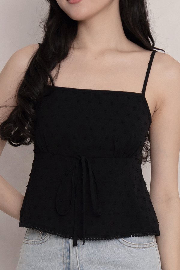 Celestine Swiss Dots Top Black