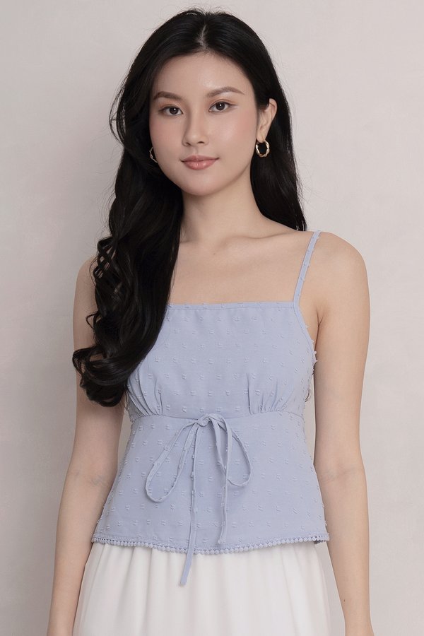 Celestine Swiss Dots Top Sky Blue
