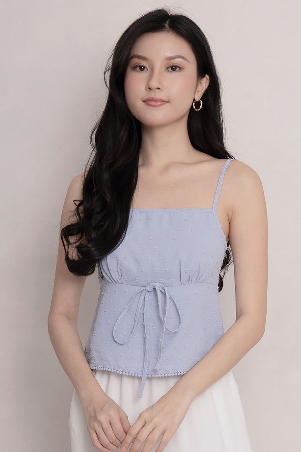 Celestine Swiss Dots Top Sky Blue