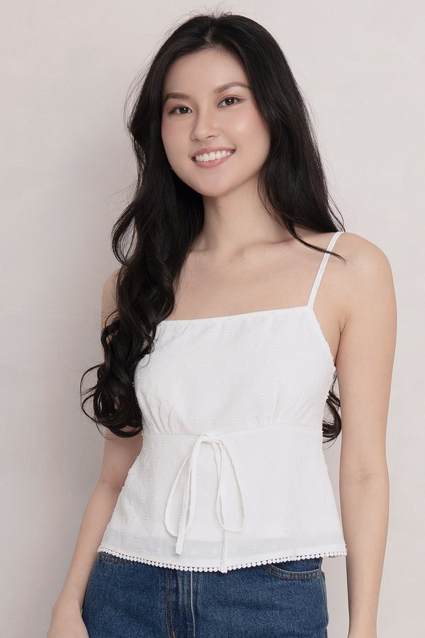 Celestine Swiss Dots Top White