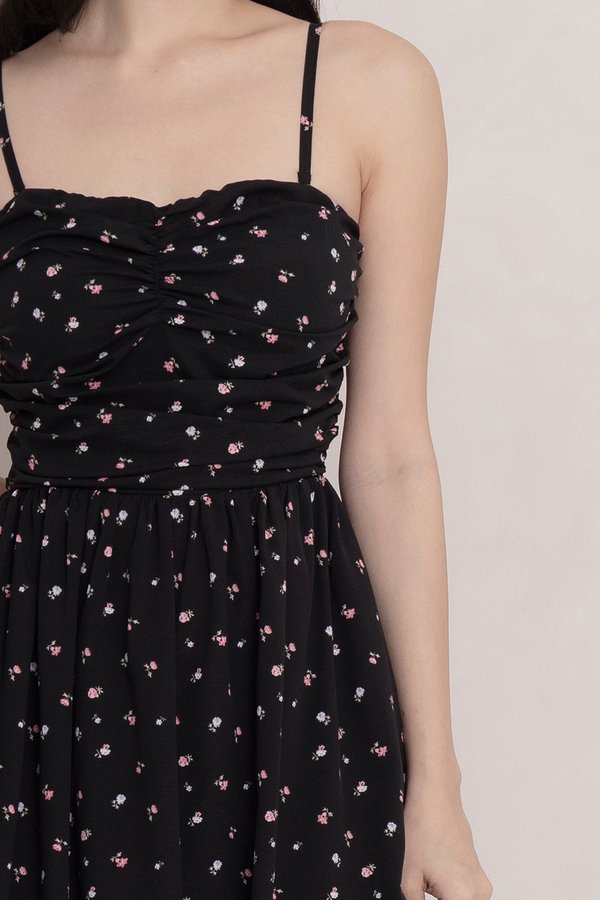 Sebina Padded Romper Dress Mini Black Floral