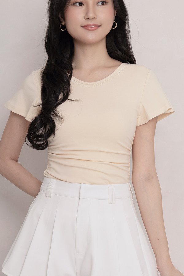 Harriet Lace Trim Padded Top Buttermilk *PLUSH*