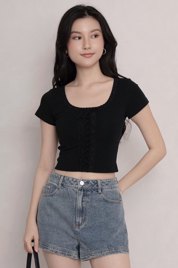 Tevena Denim Shorts Stone Wash